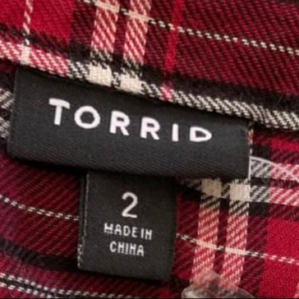 Torrid Burgundy and Black Plaid Button-Front Midi Dress, 2X - Picture 7 of 7